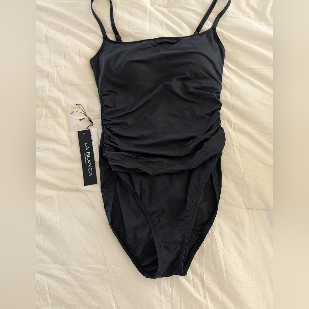 La Blanca Black One-Piece Swimsuit, Island Goddess, Size 6